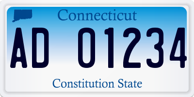 CT license plate AD01234