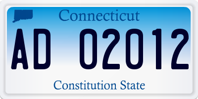 CT license plate AD02012