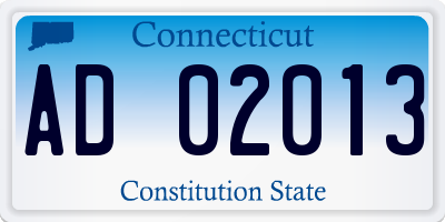 CT license plate AD02013