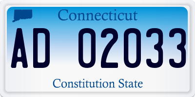 CT license plate AD02033