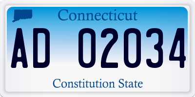 CT license plate AD02034