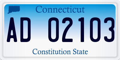 CT license plate AD02103