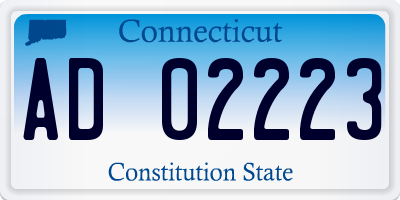 CT license plate AD02223