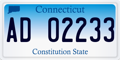 CT license plate AD02233