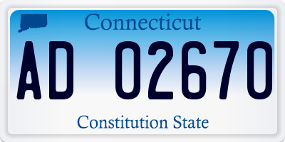 CT license plate AD02670
