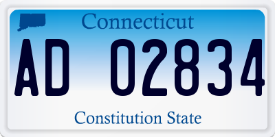 CT license plate AD02834