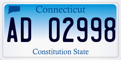 CT license plate AD02998