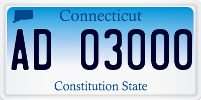 CT license plate AD03000