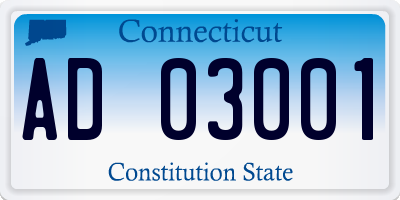 CT license plate AD03001
