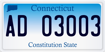 CT license plate AD03003