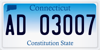 CT license plate AD03007