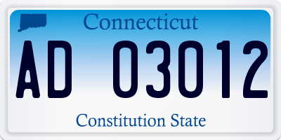 CT license plate AD03012