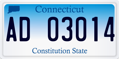 CT license plate AD03014