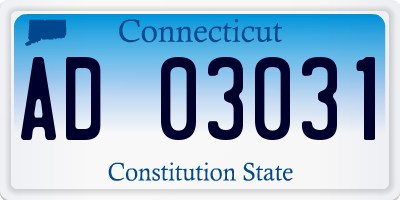 CT license plate AD03031