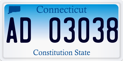 CT license plate AD03038