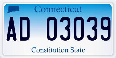 CT license plate AD03039