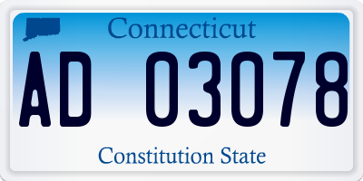 CT license plate AD03078