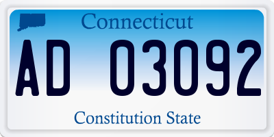 CT license plate AD03092