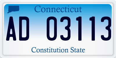 CT license plate AD03113