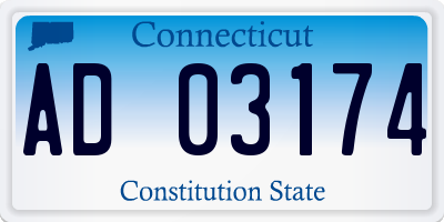 CT license plate AD03174