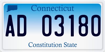 CT license plate AD03180