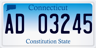 CT license plate AD03245