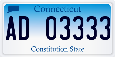 CT license plate AD03333