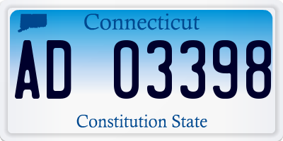 CT license plate AD03398