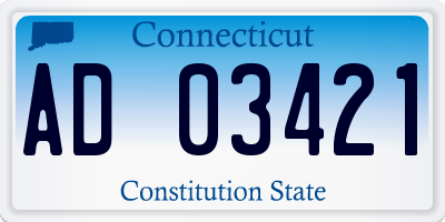 CT license plate AD03421