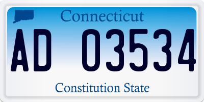 CT license plate AD03534