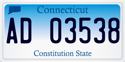 CT license plate AD03538
