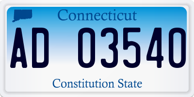 CT license plate AD03540