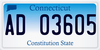 CT license plate AD03605