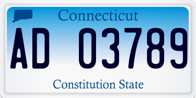 CT license plate AD03789