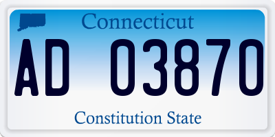 CT license plate AD03870