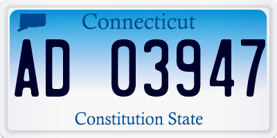 CT license plate AD03947