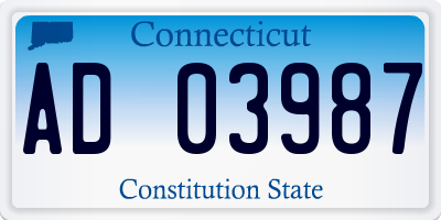 CT license plate AD03987