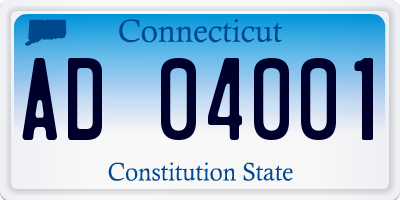 CT license plate AD04001