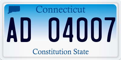 CT license plate AD04007