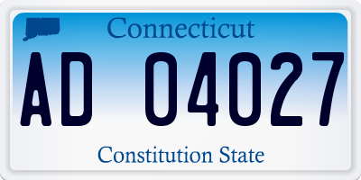 CT license plate AD04027