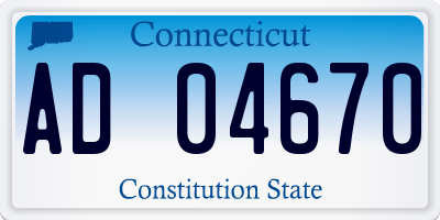 CT license plate AD04670
