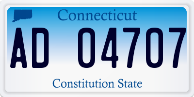 CT license plate AD04707