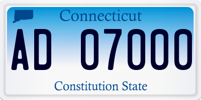 CT license plate AD07000