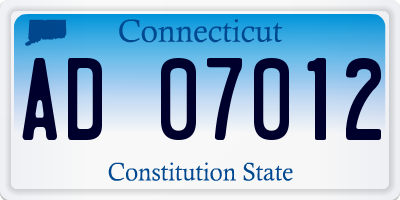 CT license plate AD07012