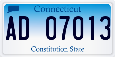 CT license plate AD07013