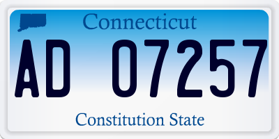 CT license plate AD07257