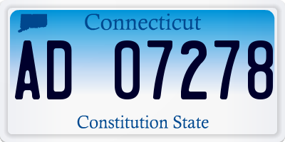 CT license plate AD07278