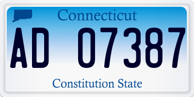 CT license plate AD07387