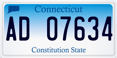 CT license plate AD07634