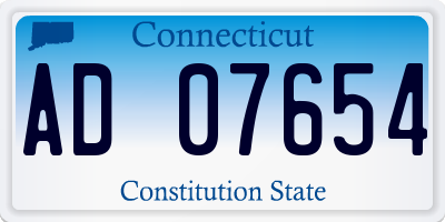 CT license plate AD07654